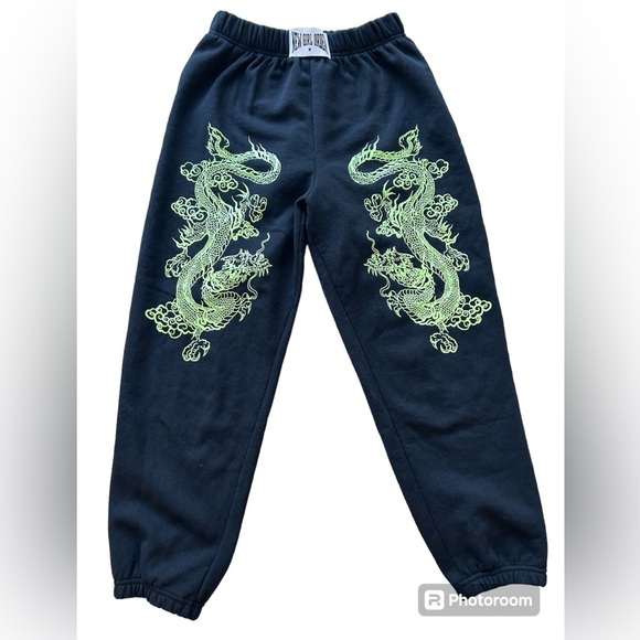 New Girl Order Pants - New Girl Order Double Dragon Black Sweatpants Sz 10